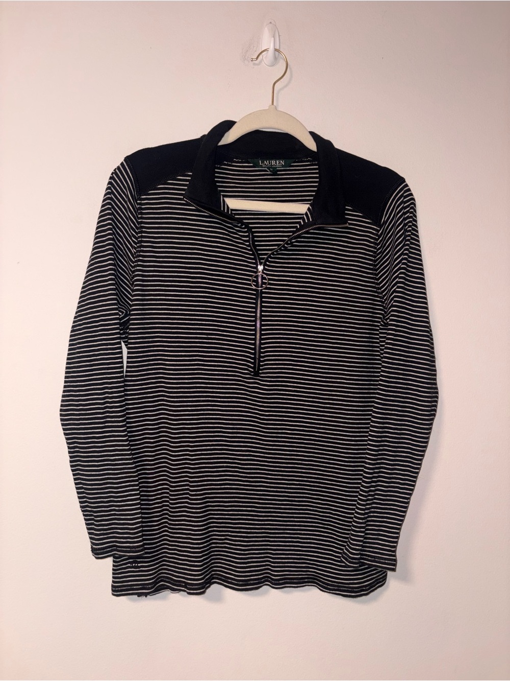 Lauren Ralph Lauren Striped 1/4 Zip Long Sleeve 1X
